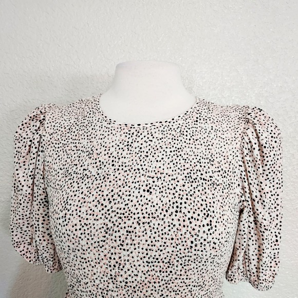 Express Pink & Black Polka Dot Blouse Size M - Picture 2 of 12